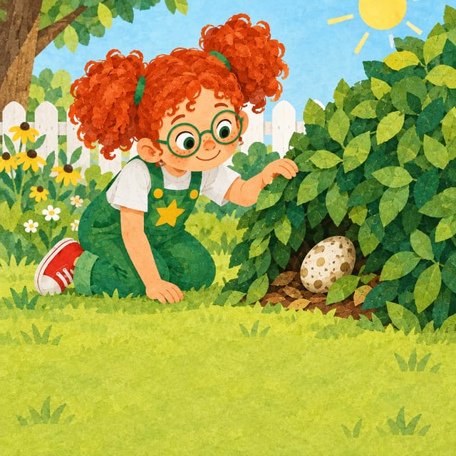 Gouache and cut paper: the hero finds the egg