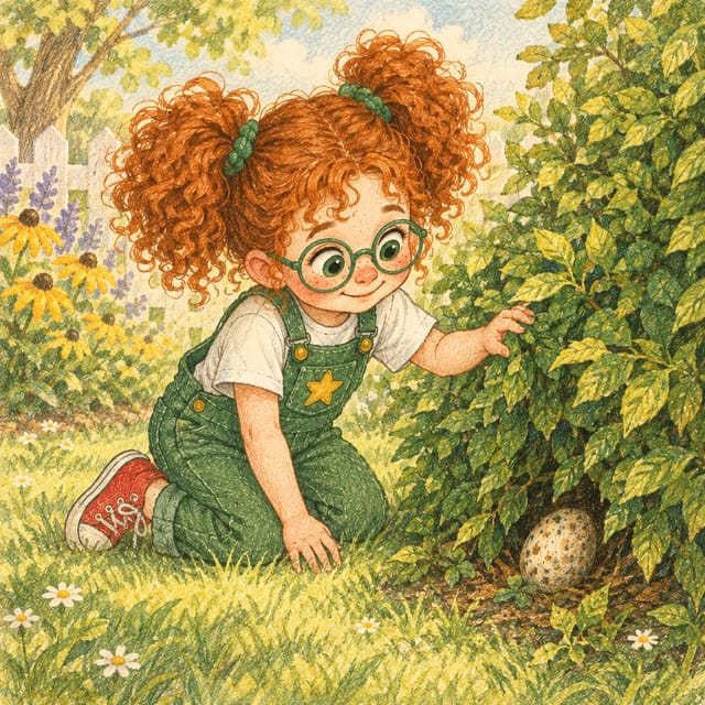 Colored pencil: the hero finds the egg